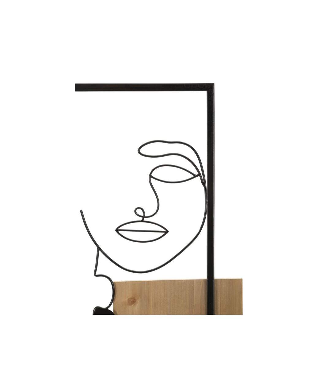 Décoration Murale Encadrée 2 Visages 90cm Noir & Naturel-3