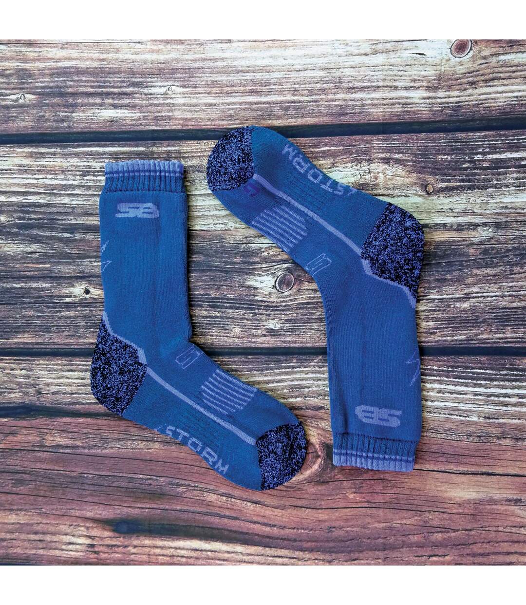 2 Pr Chaussettes Randonnée Femme Renforcées Coton-4