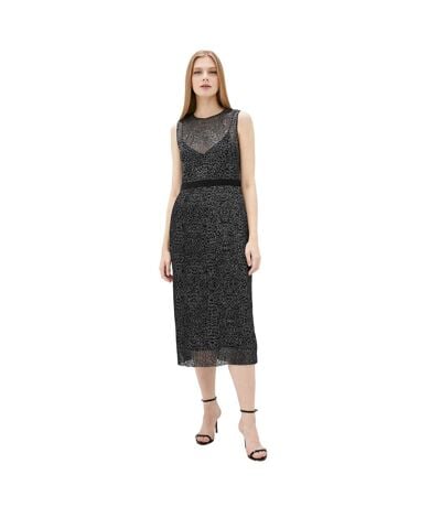 Robe Mi-longue Delyra Femme Noir Argenté Boss