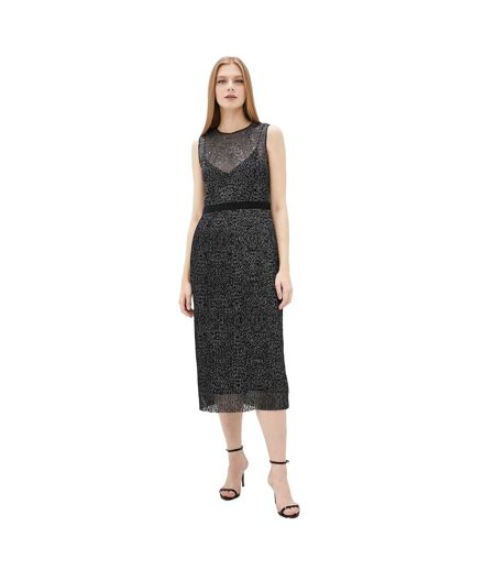 Robe Mi-longue Delyra Femme Noir Argenté Boss