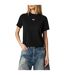 Womens/ladies Embroidered Logo Cotton Cropped T-shirt Black Tommy Jeans-3