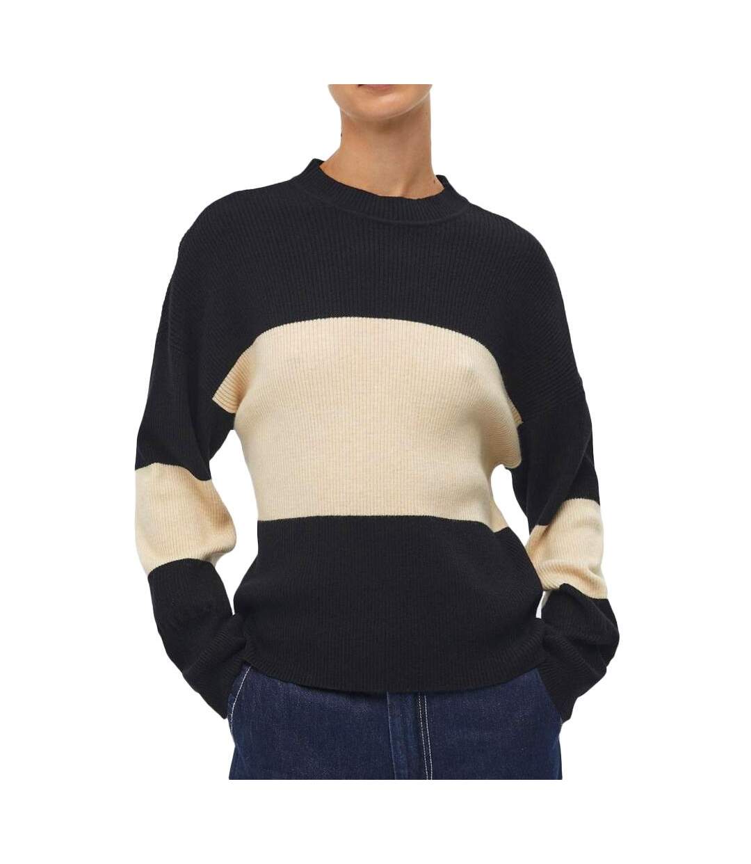 Pull noir/beige femme object bright - l-1