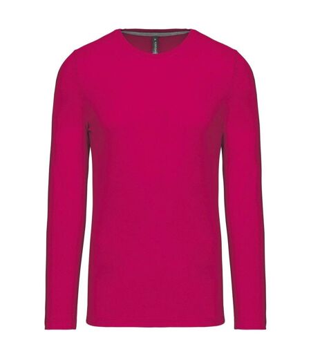 T-shirt manches longues col rond - K359 - rose fuchsia - homme