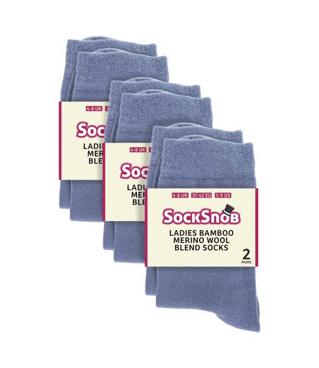 Lot de 6 paires de chaussettes en mélange de bambou et de laine pour femme