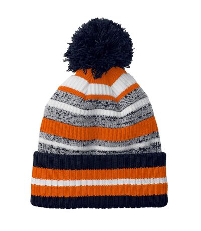 Unisex adult striped beanie french navy/orange/white Beechfield