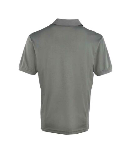 Mens coolchecker pique polo shirt dark grey Premier