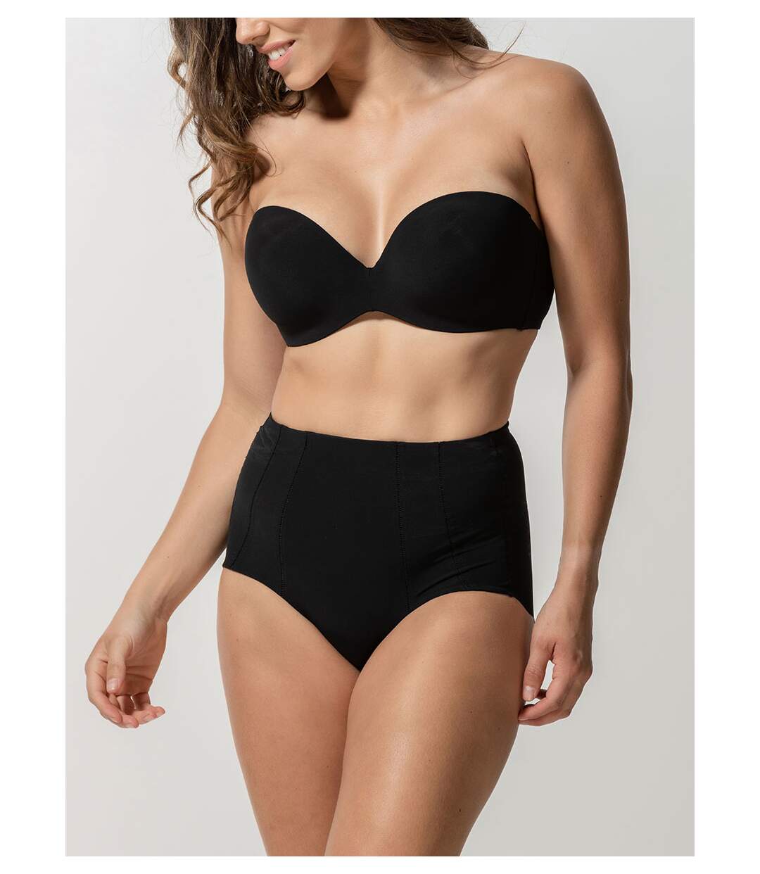 Slip taille haute gainant Secret Sense noir Luna-3