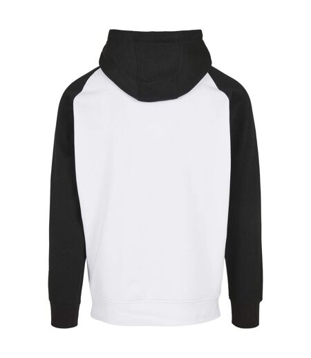 Mens Basic Raglan Hoodie Blanc Noir Build Your Brand