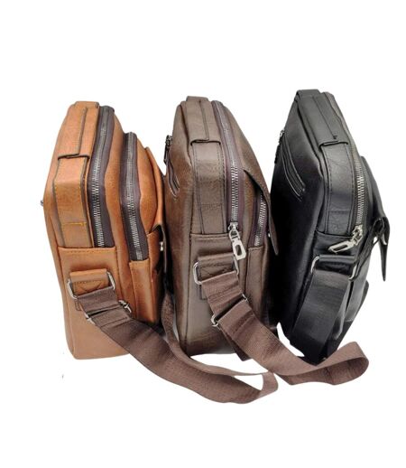 Sacoche bandoulière homme en polyuréthane - Camel - Elégance fonctionnelle pour un style urbain