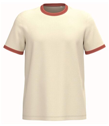T-shirt à bords contrastés - Homme - PAT360 - beige ivoire et paprika