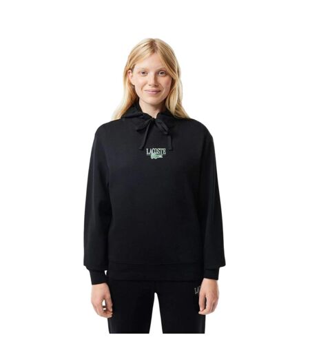 Sweat À Capuche Manches Longues Motif/style Logo Brodé Femme Noir Lacoste