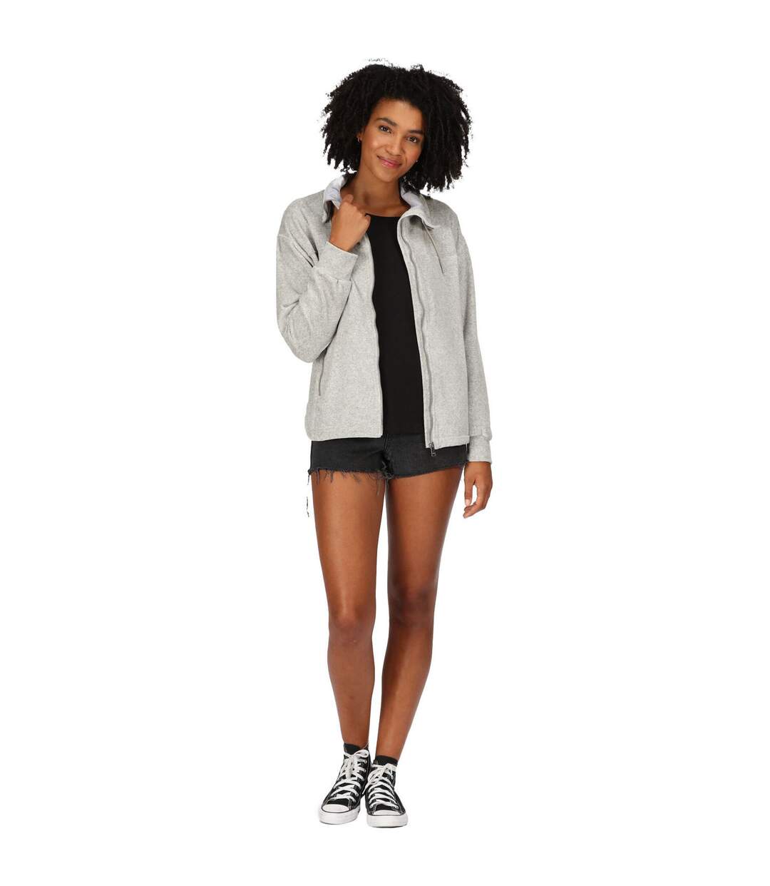 Womens/ladies Jessalyn Velour Full Zip Fleece Jacket Paloma Grey Marl Regatta-2