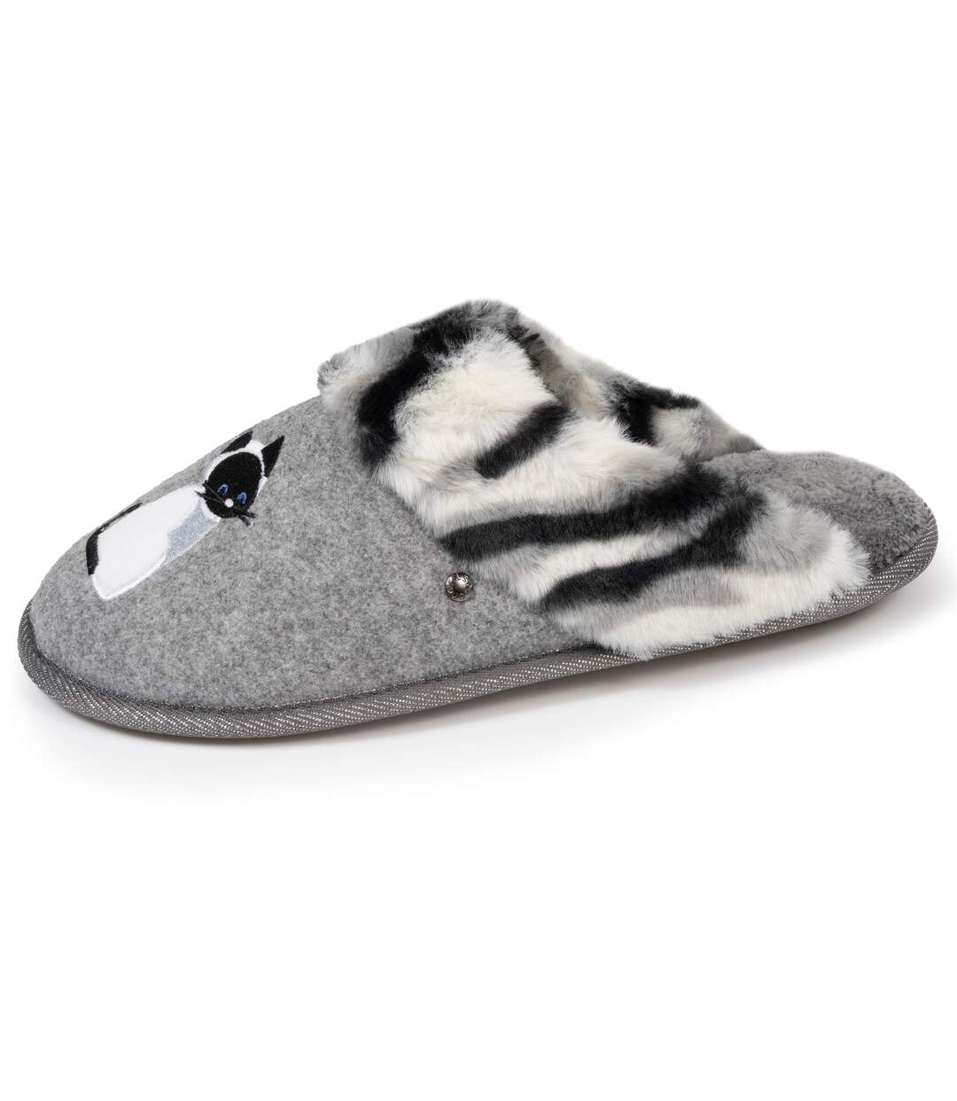 Isotoner Chaussons Mules femme chat fantaisie-1