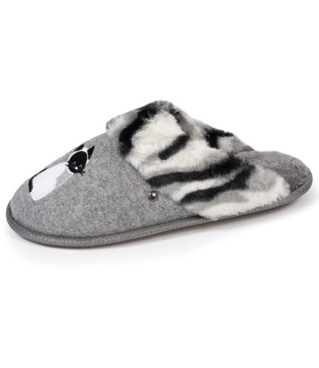 Isotoner Chaussons Mules femme chat fantaisie