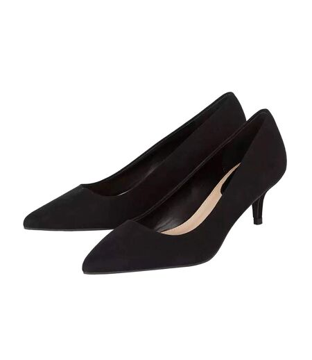 Womens/ladies Dove Kitten Heel Court Shoes Natural Black Dorothy Perkins