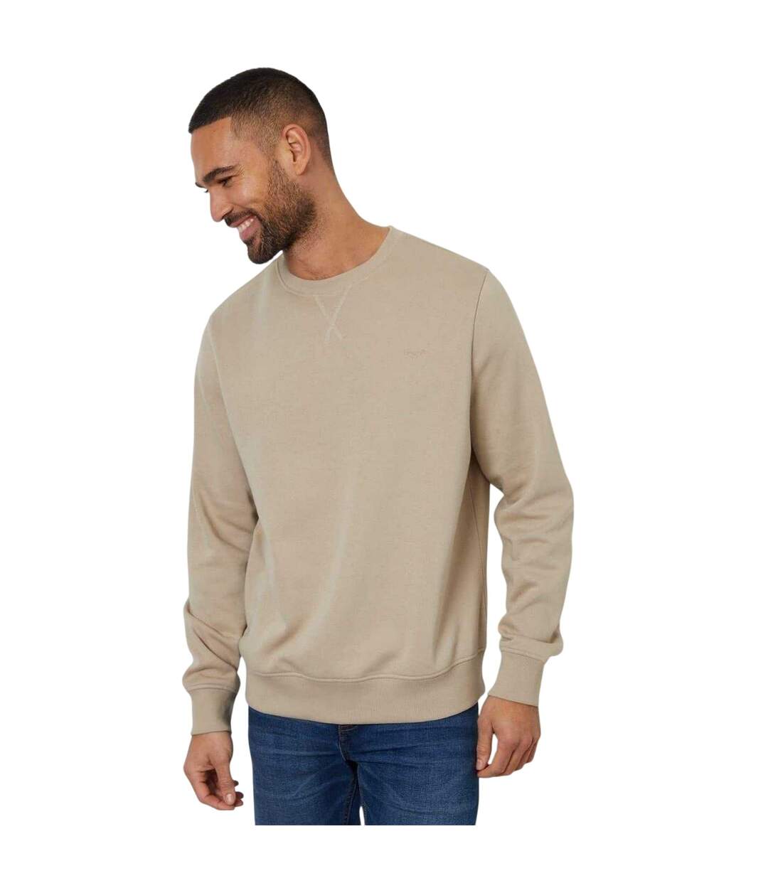 Mens Crew Neck Regular Long-sleeved Sweatshirt New Stone Threadbare-2