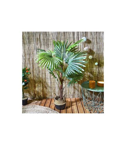 Plante Artificielle en Pot Palmier 135cm Vert & Noir