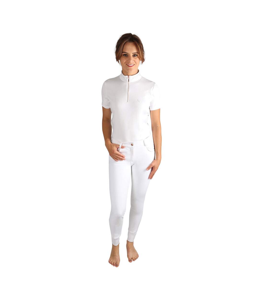 Pantalon d´équitation roka royal femme blanc / rose doré HyFASHION-1