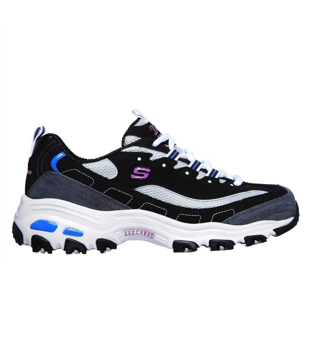 Womens/ladies Mesh Trainers Black Blue Skechers-1
