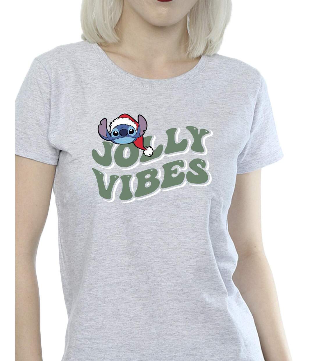 Disney Femmes/Les femmes Lilo & Stitch Jolly Chilling Vibes - T-shirt en coton (Gris sportif) - UTBI26123-3