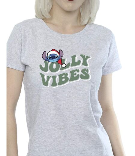 Disney Femmes/Les femmes Lilo & Stitch Jolly Chilling Vibes - T-shirt en coton (Gris sportif) - UTBI26123