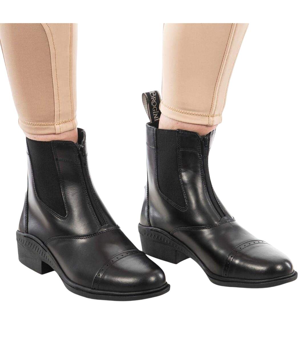 Womens/ladies Tivoli Leather Zip Paddock Boots Black Brogini-3