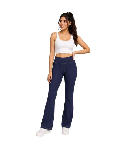 Womens/ladies Denim Look Yoga Pants Purple Puma