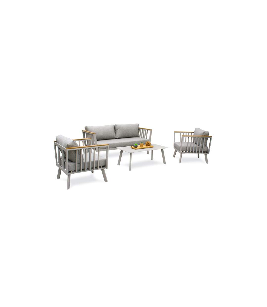 Salon de Jardin 5 Places Napoli 175cm Gris-1