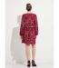 Robe courte imprimée col V manches longues-2