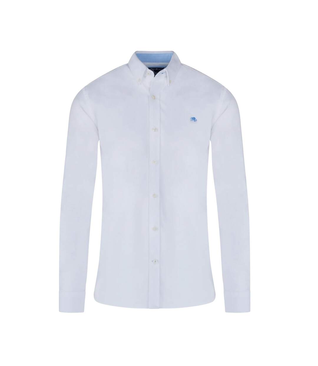 Mens Classic Oxford Long-sleeved Shirt White Raging Bull-1