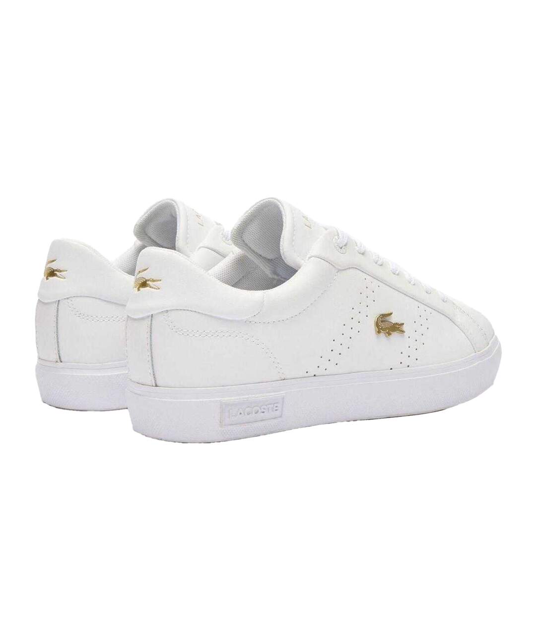 Womens/ladies Powercourt 2.0 Leather Trainers White Gold Lacoste-2