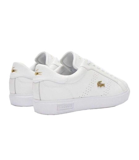 Womens/ladies Powercourt 2.0 Leather Trainers White Gold Lacoste