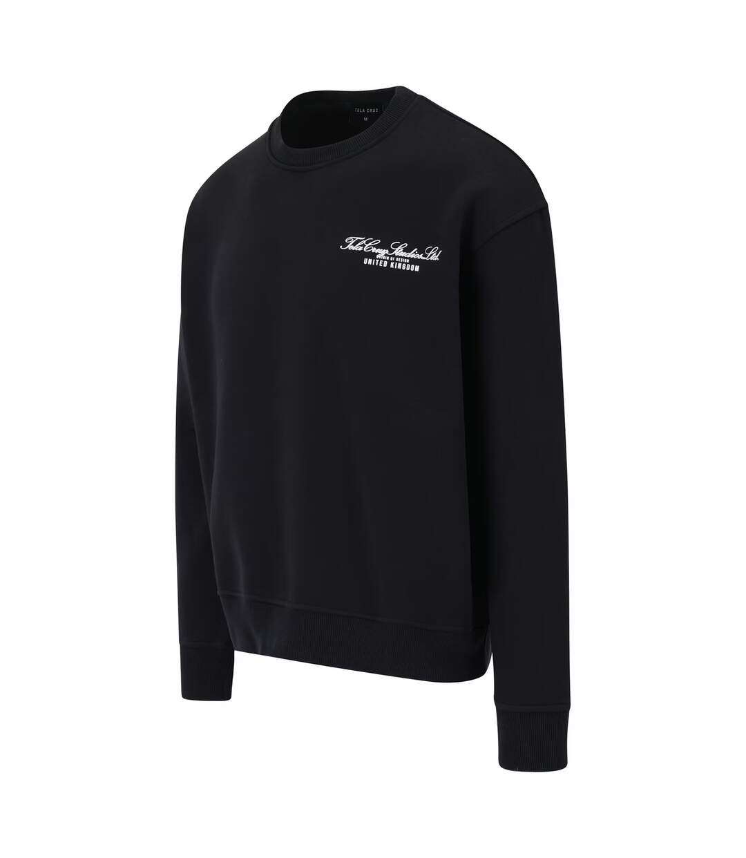 Mens Studio Crew Neck Relaxed Fit Sweatshirt Black Tela Cruz-4
