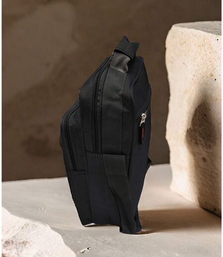 Sacoche bandoulière multi-poches pour homme - Toile noire MAROMAX