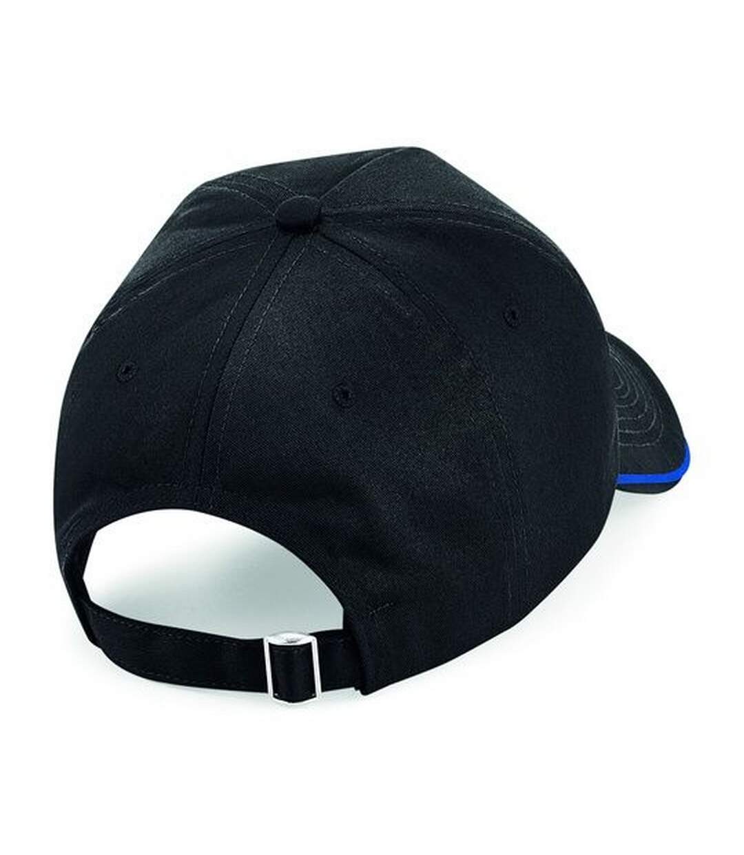 Beechfield Adults Unisex Authentic 5 Panel Piped Peak Cap (Black/Bright Royal) - UTBC4640-2