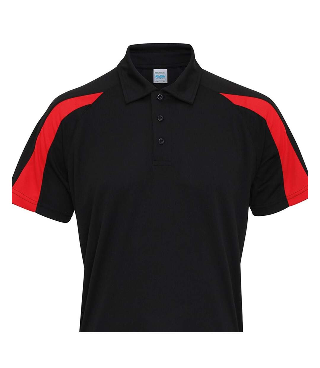 Mens Cool Contrast Polo Shirt Jet Black Fire Red Just Cool-2