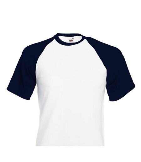 T-shirt homme blanc / bleu marine B&C