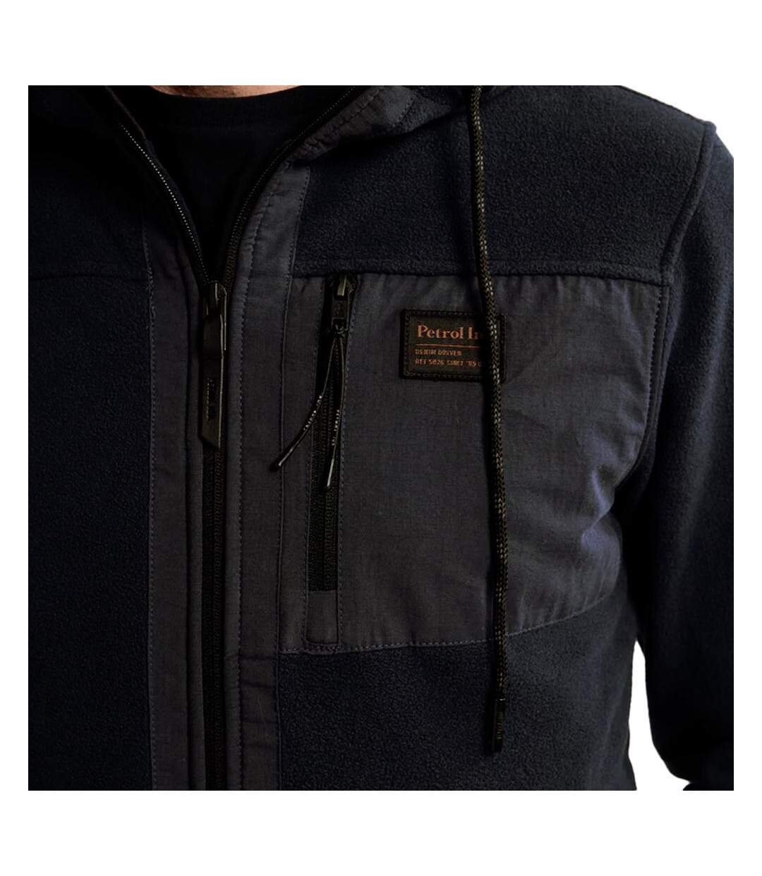 Sweat noir homme petrol industries hooded-3