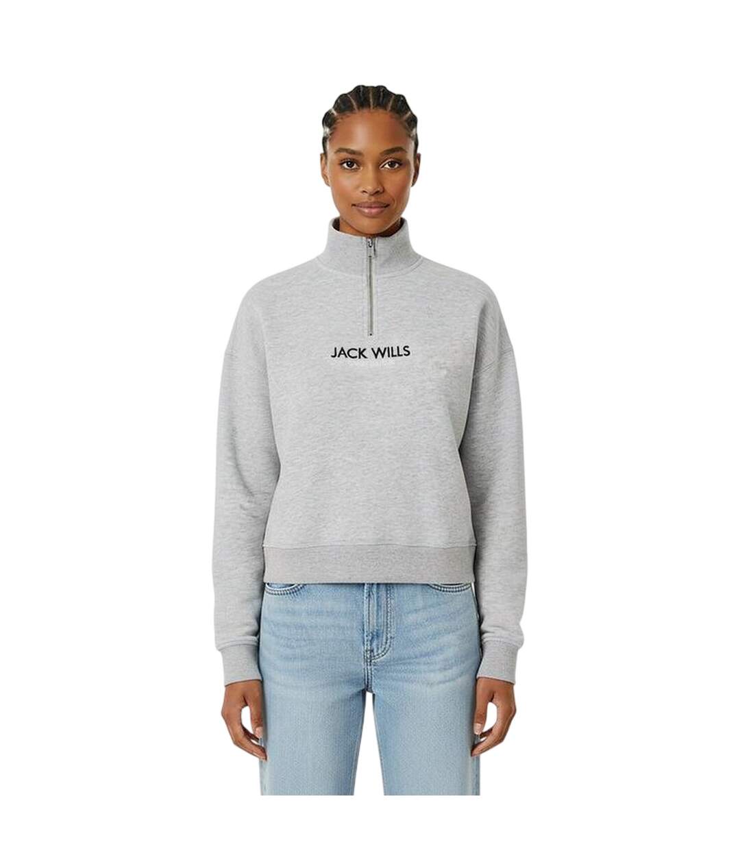 Womens/ladies Honeylane Half Zip Sweatshirt Grey Marl Jack Wills-1