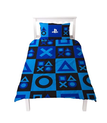 Checked Reversible Duvet Set Blue Playstation