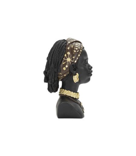Statuette Tête Femme Bandeau Massai 30cm Noir
