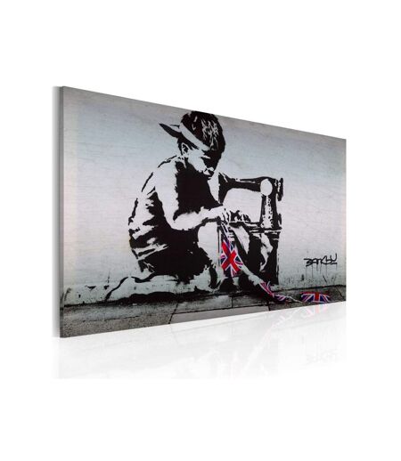 Paris Prix - Tableau Imprimé union Jack Kid - Banksy 40x60cm