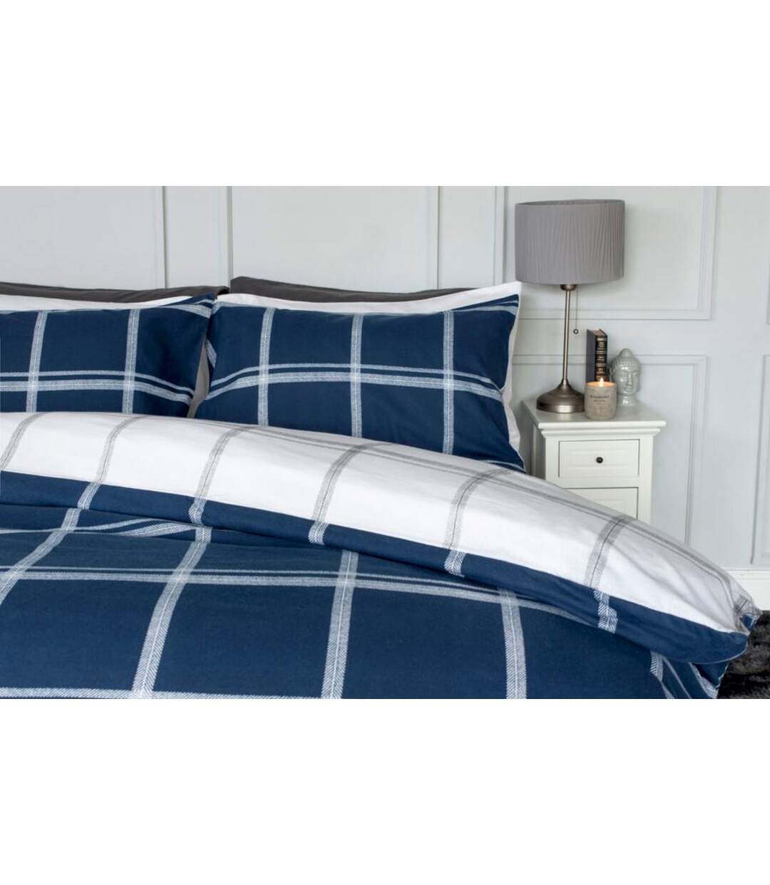 Parure de lit dalton bleu marine / blanc Belledorm