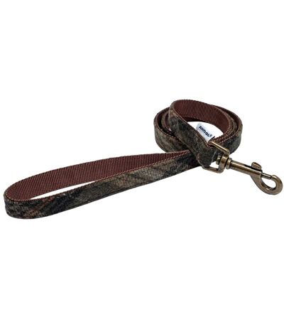 Country checked dog lead 1m x 19mm brown Ancol