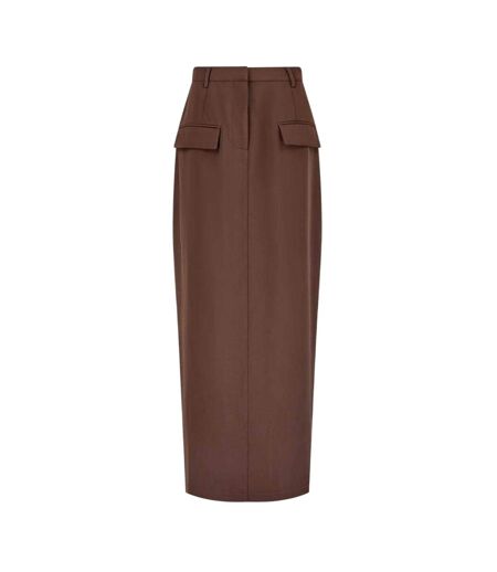Womens/ladies Plain Maxi Skirt Brown Odd Muse