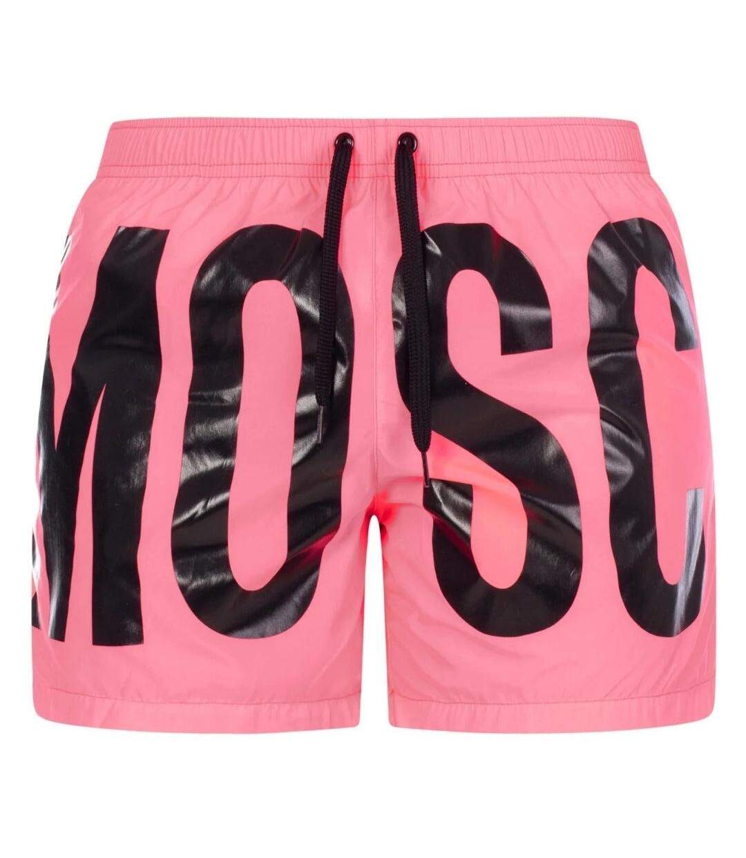 Mens Logo Swim Shorts Pink Moschino-1