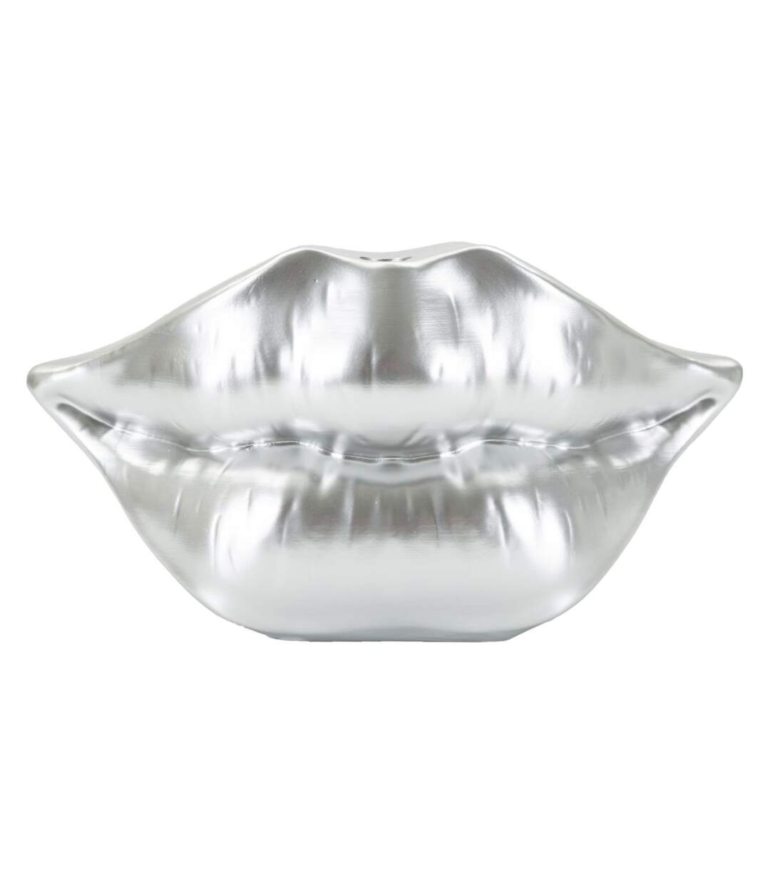 Vase Déco en Résine Mouth 23cm Argent-1