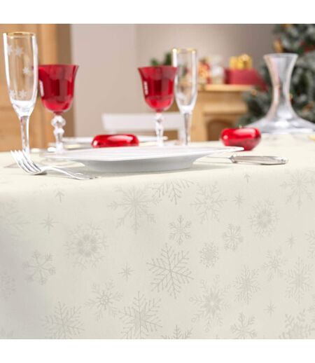 Nappe Jacquard Imprimé Flocons 140x240cm Naturel