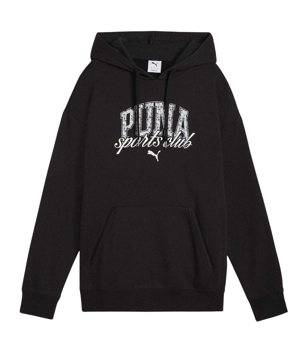 Womens/ladies Logo Overhead Hoodie  Black Puma-2