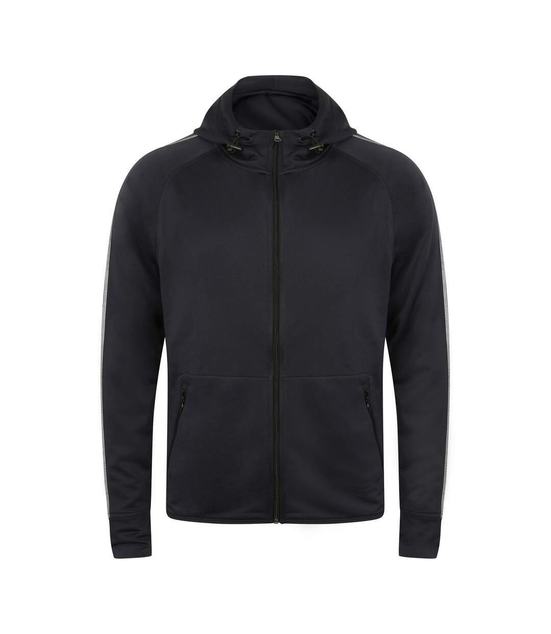 Sweatshirt léger à capuche et fermeture zippée homme noir Tombo Teamsport-1